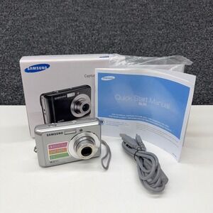 Samsung SL30 10.2MP Digital Camera Silver Tested w/ Box Manual Cable CD Works